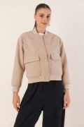0688 Çift Cepli Bomber Ceket - Bej resmi